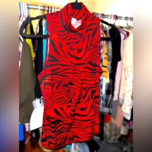 KC Steven’s Woman’s Large Blouse GUC black/red zebra 🦓 print